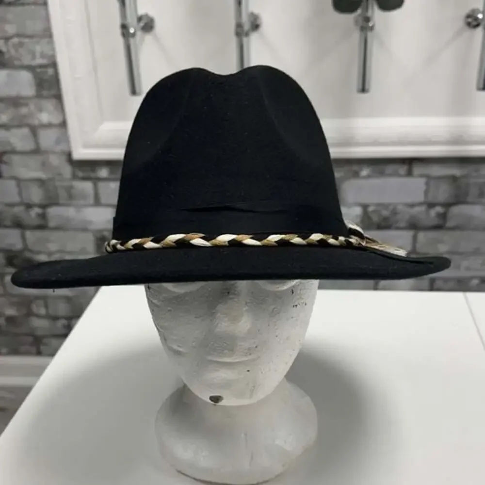 Black Fedora Hat with Braided Band